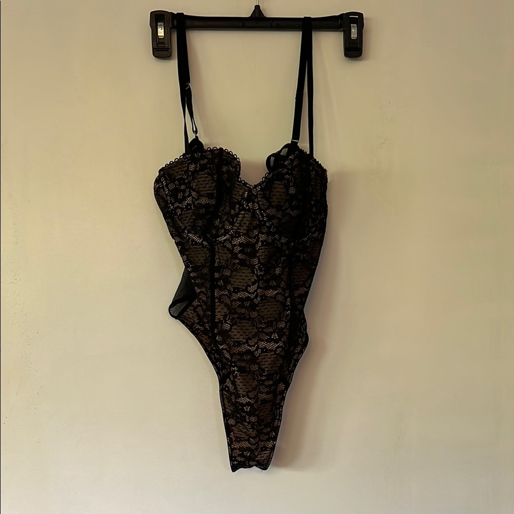 Elegant Black Lace Bodysuit NWT